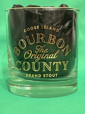 2025 Goose Island, Bourbon County Stout  Gold Rim Black Friday Rocks Glass 