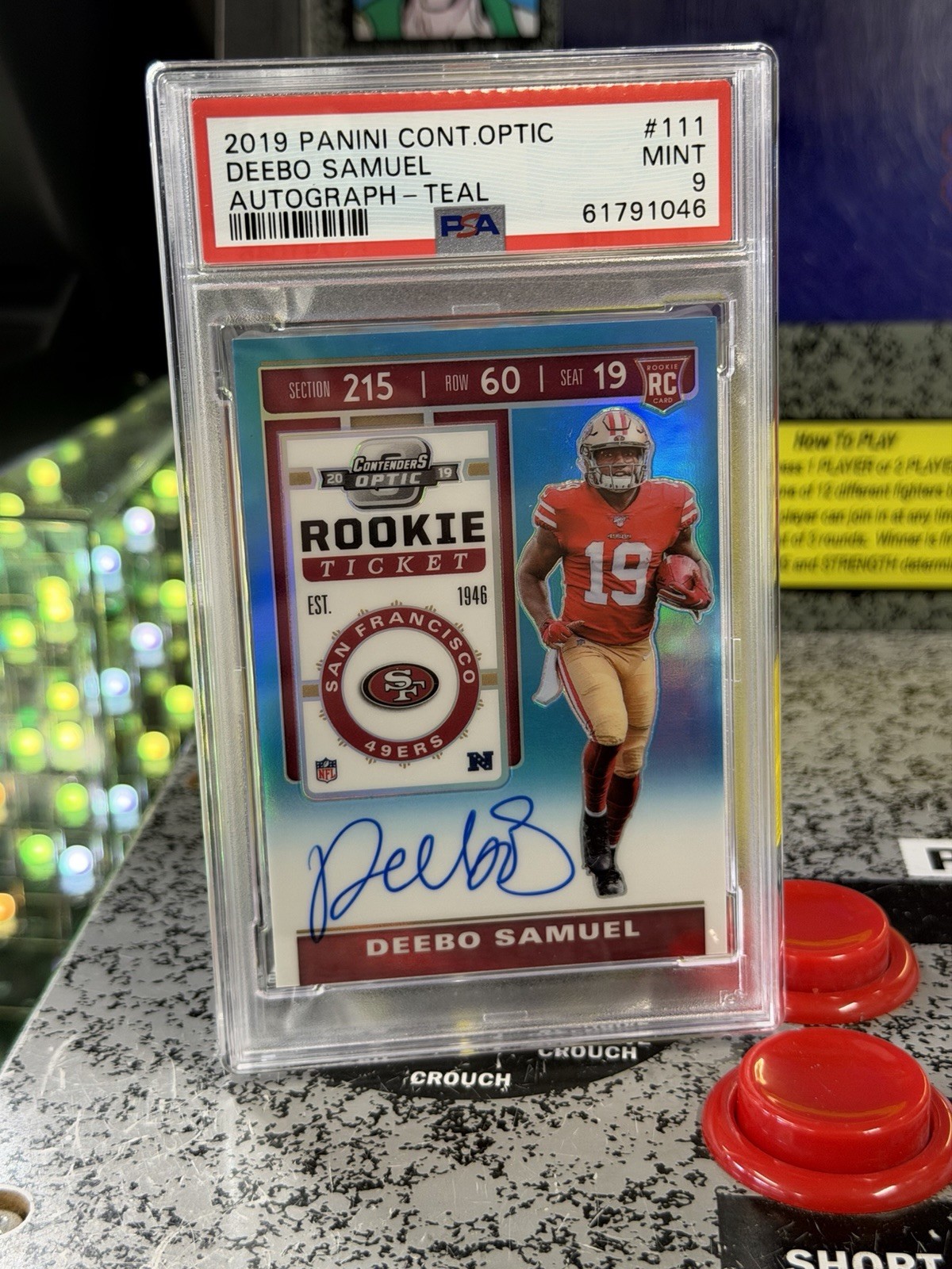 2019 Panini Contenders Optic Deebo Samuel Rookie Ticket Auto Red /149 PSA 9 RC view 6