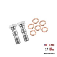 2pcs Stainless Steel AN3 3/8-24 Thread Turbo Brake Line Banjo Bolt with Copper