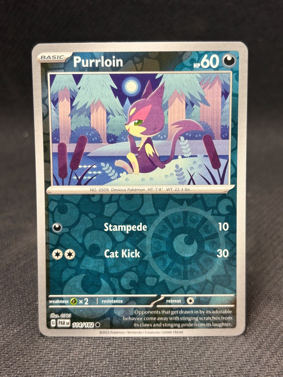 Purrloin 114/182 Common Paradox Rift Pokemon Reverse Holo Lightly Played