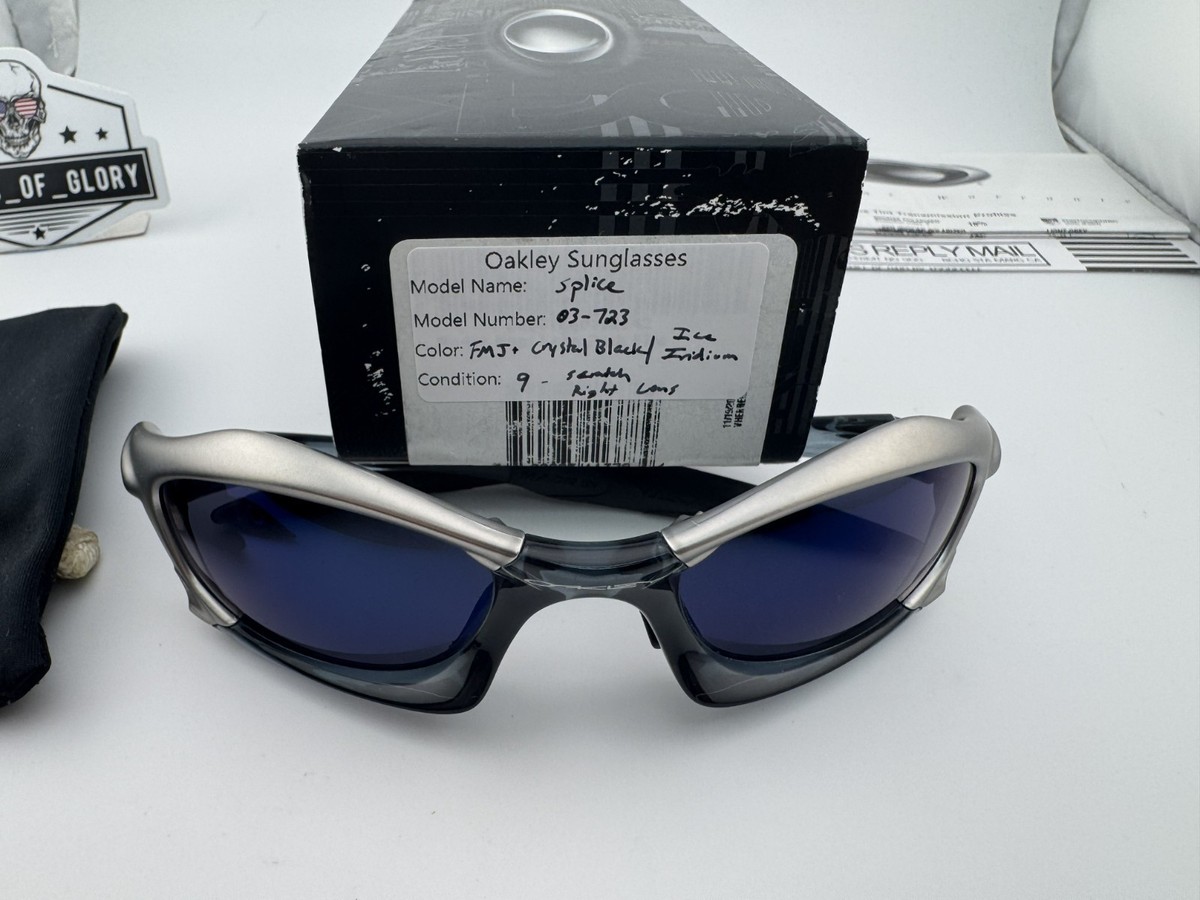 OAKLEY SPLICE FMJ+ CRYSTAL BLACK W/ ICE IRIDIUM SUNGLASSES 03-723