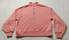 Aerie Women's Oversized Half Zip Pullover Crewneck Sweatshirt EJ3 Coral Size XS