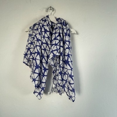 Aden + Anais Womens Muslim Swaddle Blanket 22'' X 22'' White Blue Geometric Print