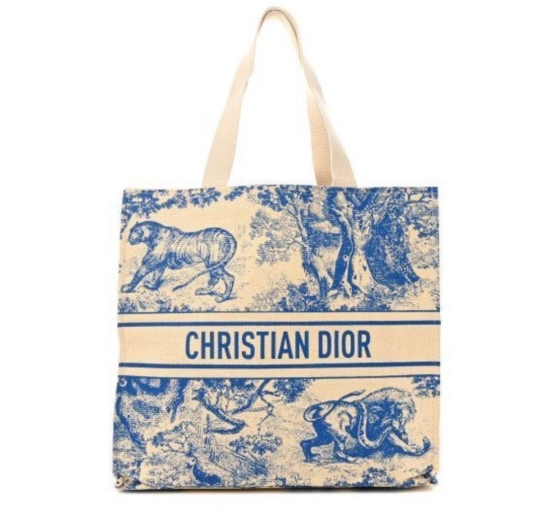 Sac cabas Dior Dioriviera paille bleu avec certificat d'authenticité 100 % authentique neuf avec étiquette