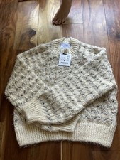 ZARA Girls Pullover Sweater Knit Beige Silver Metallic Thread Size 9-10
