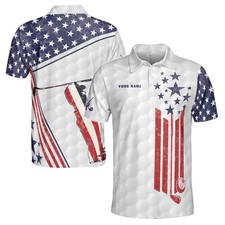 Custom Name American Retro Flag Golfer 3D Polo Shirt