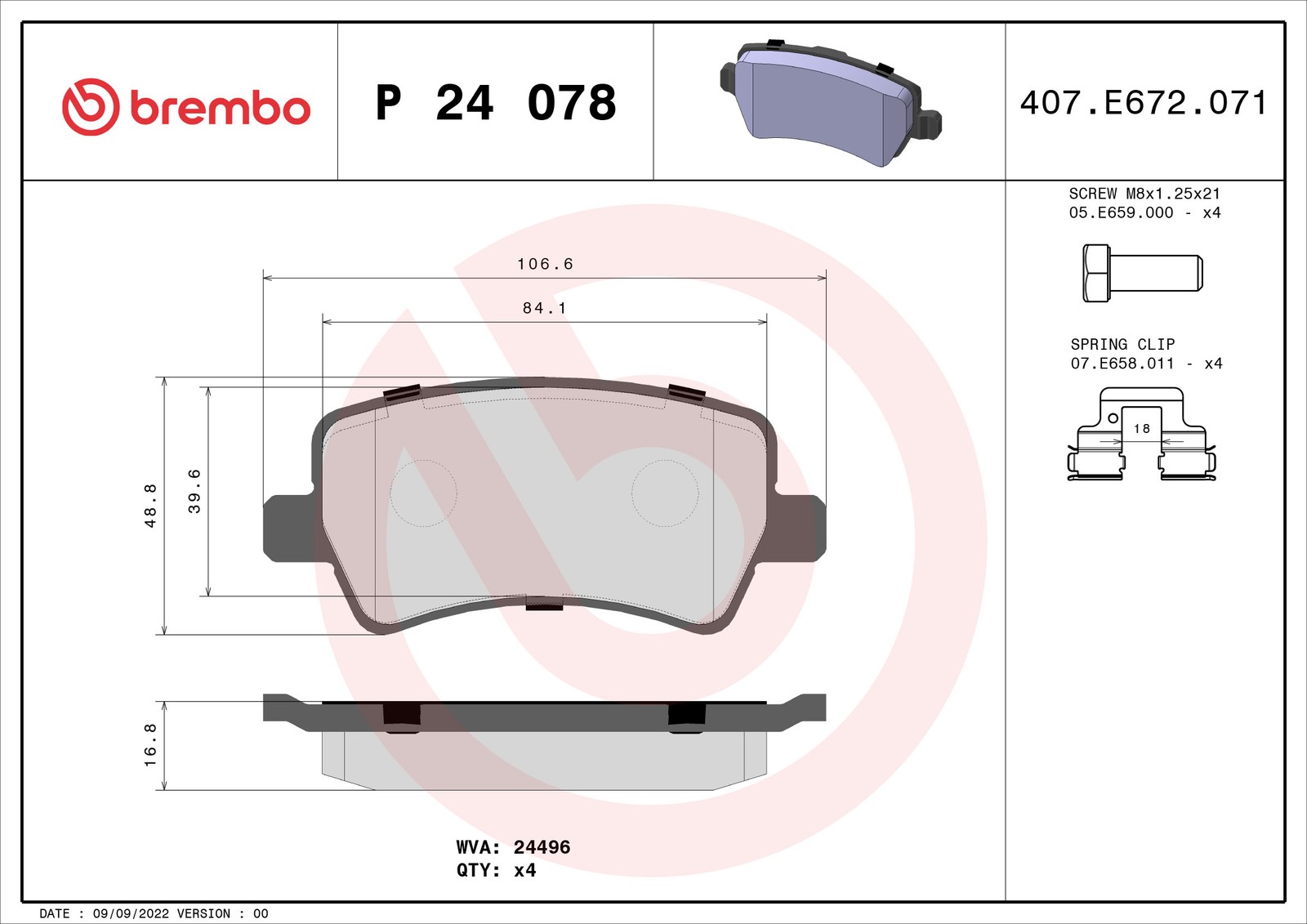 Brembo Bremsbelagsatz hinten [Hersteller-Nr. P24078] für Volvo, Ford, Land Rover - Bild 7