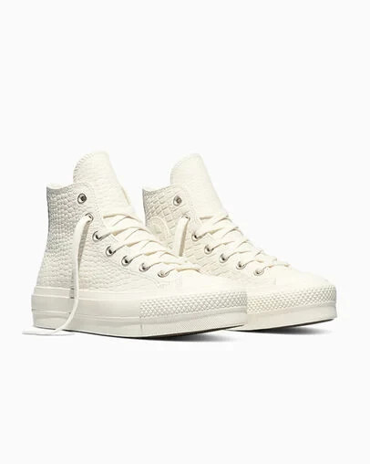 Converse All Star Lift Platform Crocodile High-Top Shoes Egret/Vintage White thumbnail 2