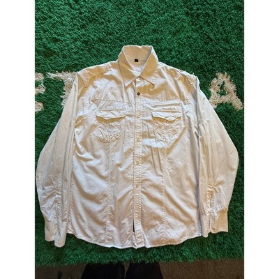 Get It Done Button Down Shirt Mens M White Excellent Western Embroidered Y2K