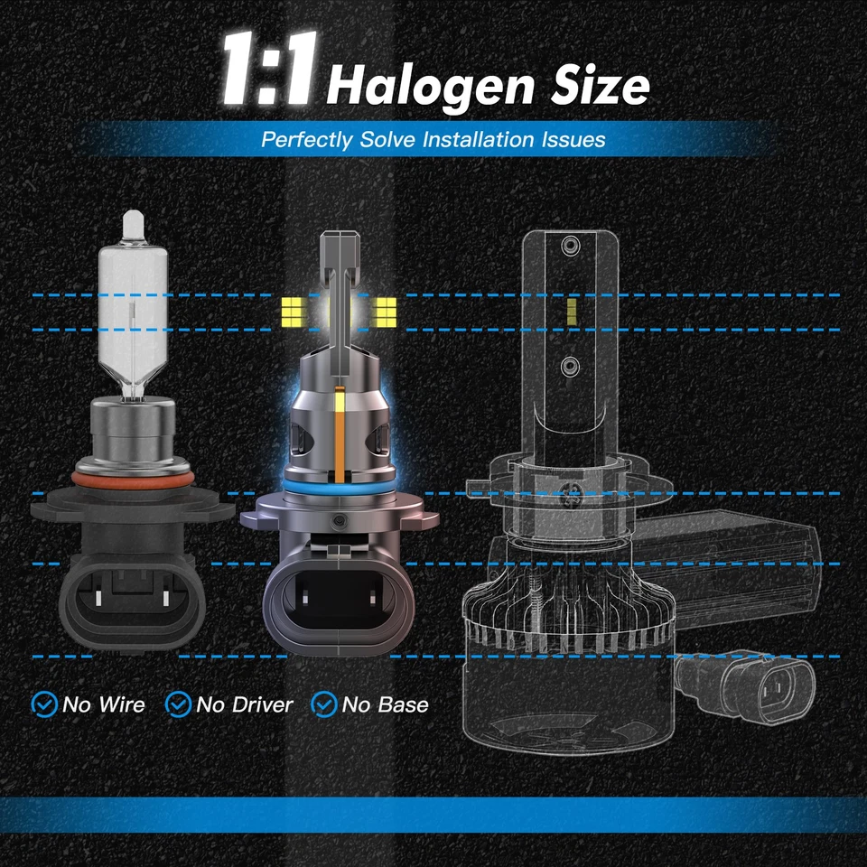 9006 LED Headlight Bulbs 6000K 70W for Yamaha Raider S 2012 Super Bright White - Image 4 of 4