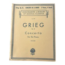 Grieg Concerto in A Minor Op 16 for 2 Pianos 4 Hands NOS 1920 Schirmer VTG