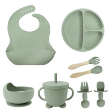 BPA Free Baby Silicone Feeding Set  Plate Bib Cup Spoon Fork Bowl  Toddler