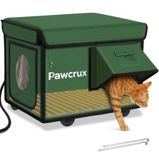 Weatherproof Heated Cat House for Outdoor in Winter, Heated Cat Bed Kitty She...