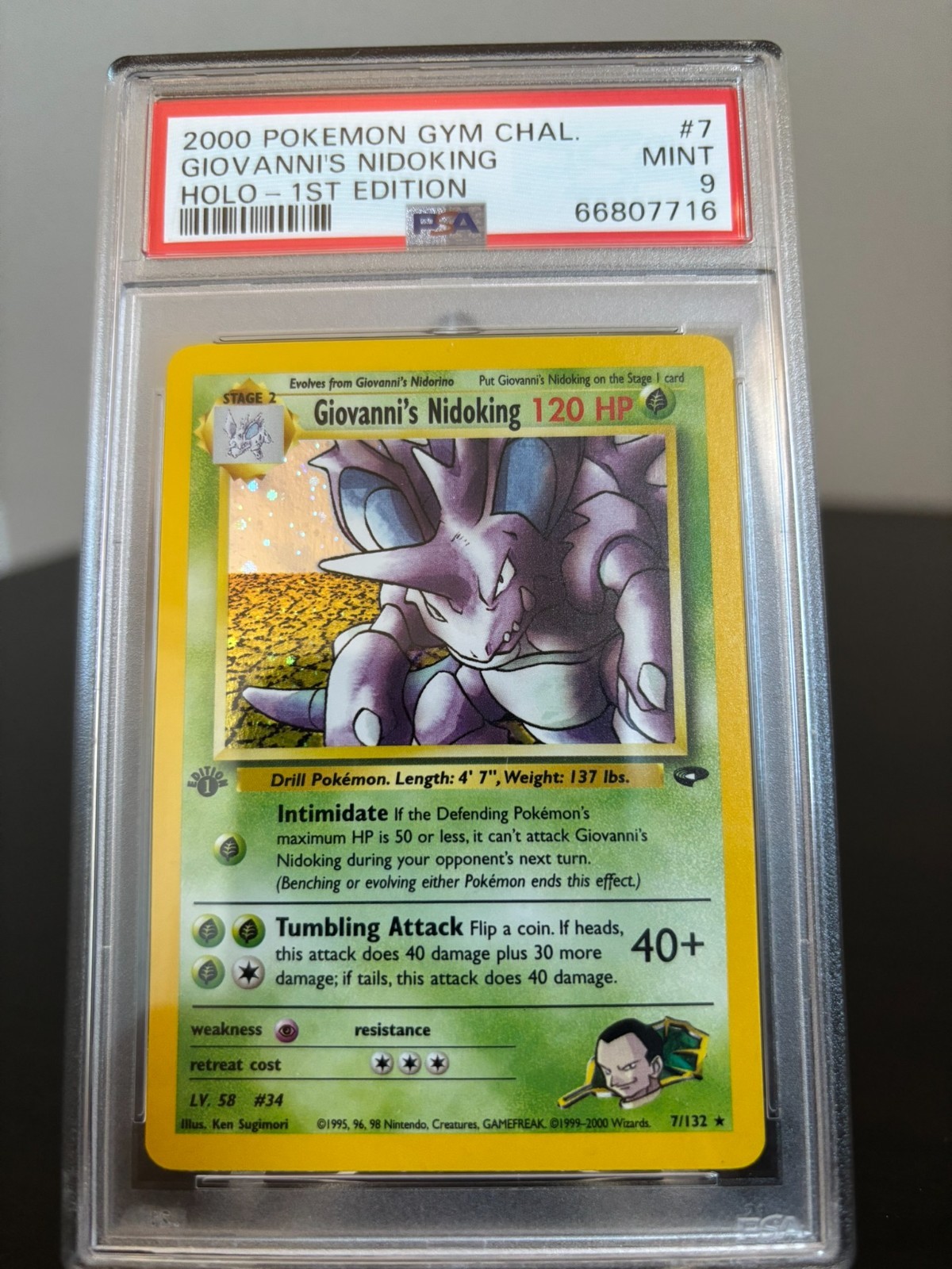 Giovanni's Nidoking 1st Edition Holo Gym Challenge 2000 Pokemon #7 PSA 9