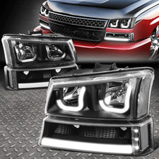 3d Led J-halo Drlfor 03-07 Chevy Silverado Headlight Bumper Lamps Blackclear