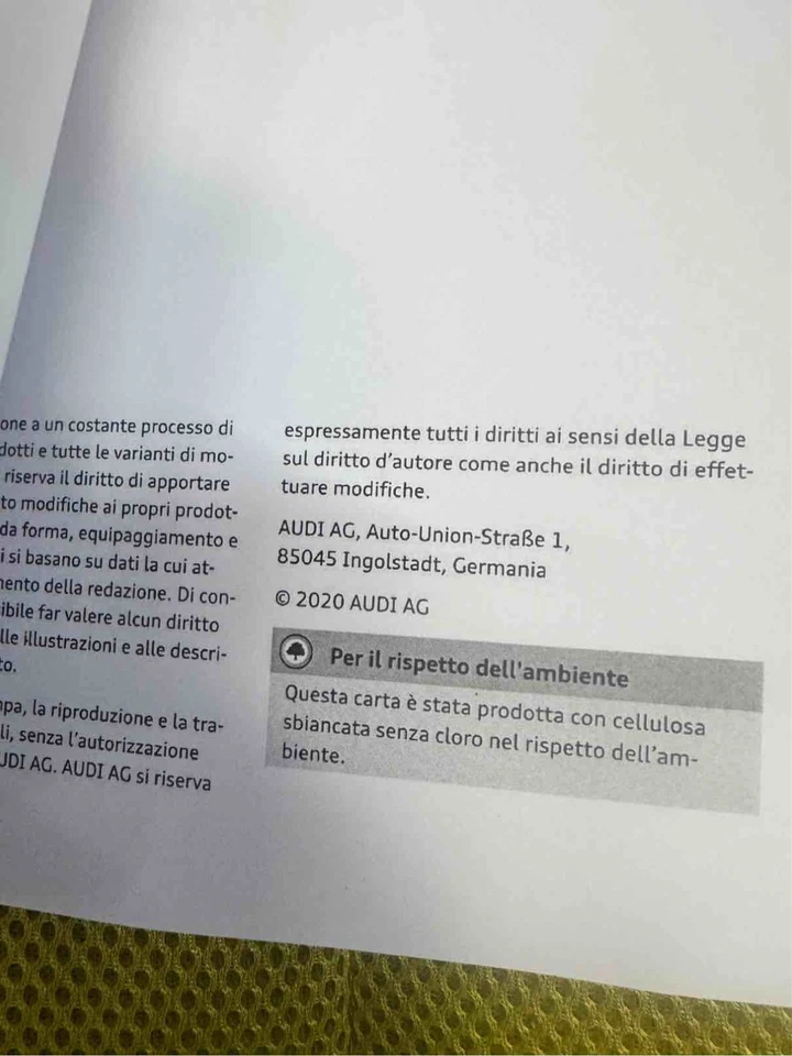 MANUALE “STAMPATO “USO E MANUTENZIONE AUDI A3 8Y ITALIANO MY 2020/22 - Immagine 3 di 3