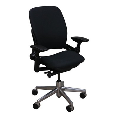 Steelcase Leap V2 Chair Black Fabric Aluminum Base Fully Adjustable Ergonomic