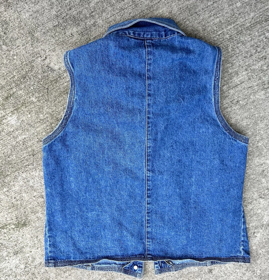 Blusa jeans vintage GAP azul com botões tamanho M anos 90 sem mangas - Imagem 2 de 3