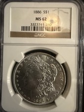 1886 Morgan Silver Dollar $1 - NGC MS62 - Philadelphia Blast White