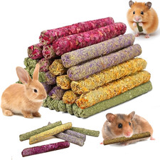 Jorewood 33 Pcs Rabbit Chew Sticks, Rabbit, Guinea Pig Toys, Natural Timothy Gra