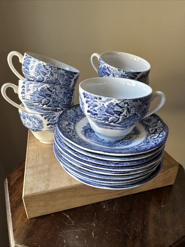 LIBERTY BLUE Staffordshire England Cup and Saucer ~ Excellent