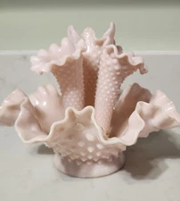 Fenton Art Glass Pink Hobnail Epergne Apartment Size