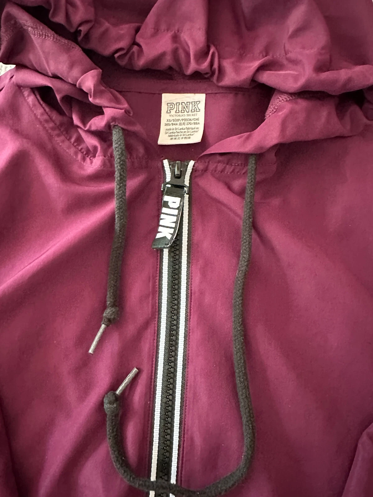 UNDERCOVER FELPA CON CAPPUCCIO ROSA VICTORIA'S SECRET MAROON GIACCA CAPPOTTO TAGLIA XS