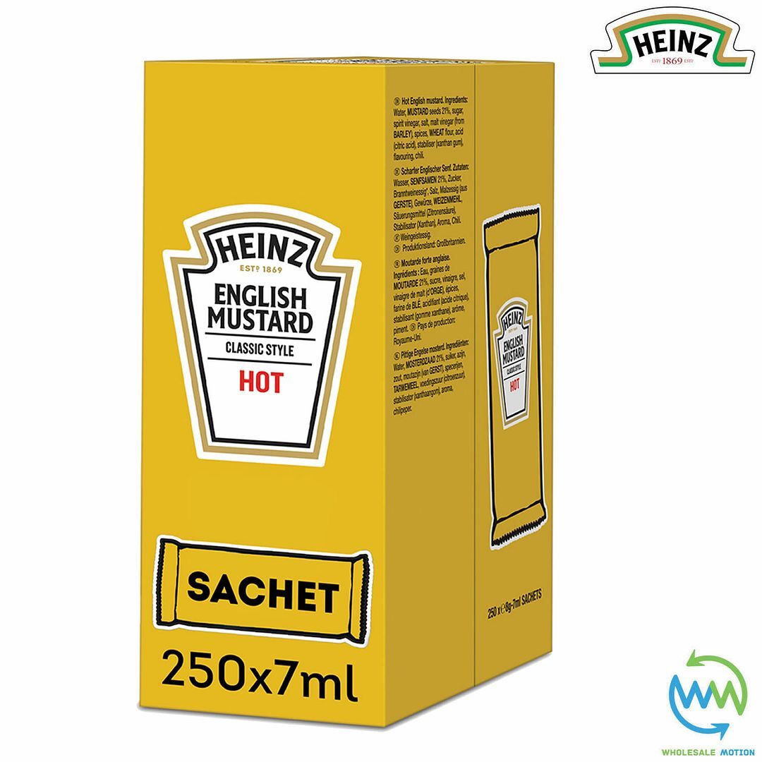 HEINZ HOT ENGLISH MUSTARD Sachets 8g 7ml SAUCE Individual Single