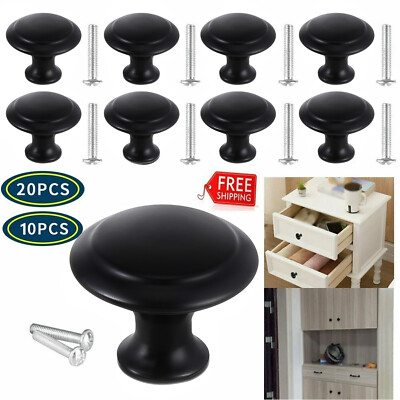 10/20 x Cabinet Knobs Matte Black Stainless Steel Kitchen Bathroom Cabinet Pulls
