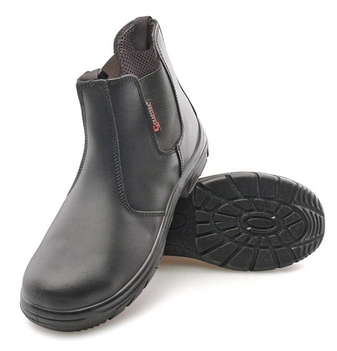Extra Wide Safety Work Boots Steel Toe Cap Midsole Black Leather Dealer UK 8 - Picture 2 of 8