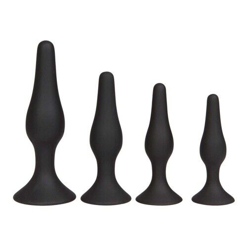 Silikon Analplug Set Schwarz Saugi S - XL : Buttplug Anal Dehnung Training Plugs - Bild 1 von 1