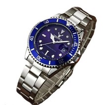 Deerfun Mens Watch  Blue Silver Watches Top Quality UK Xmas Gift Black Friday