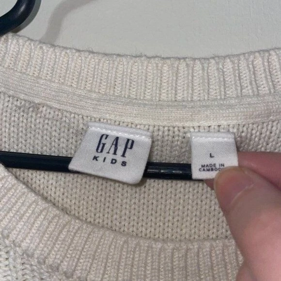 Vestido suéter Gap Kids L malha cabo off-white manga longa 100% algodão - Imagem 4 de 4