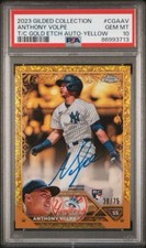 2023 Anthony Volpe Topps Chrome Gilded Gold Etch Refractor RC Auto #/75 PSA 10