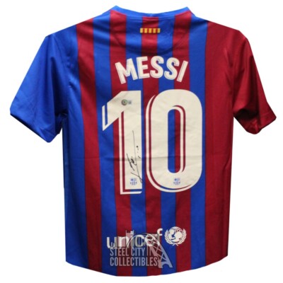 Lionel Messi Autographed Barcelona Nike Soccer Jersey White