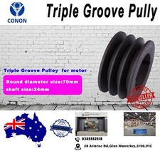 Triple groove Pulley 70mm shaft size 24mm for electric motor Cast Iron Made