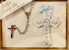 Baby's First Roasry Set with Rosary and Cross Baby Boy - Blue 