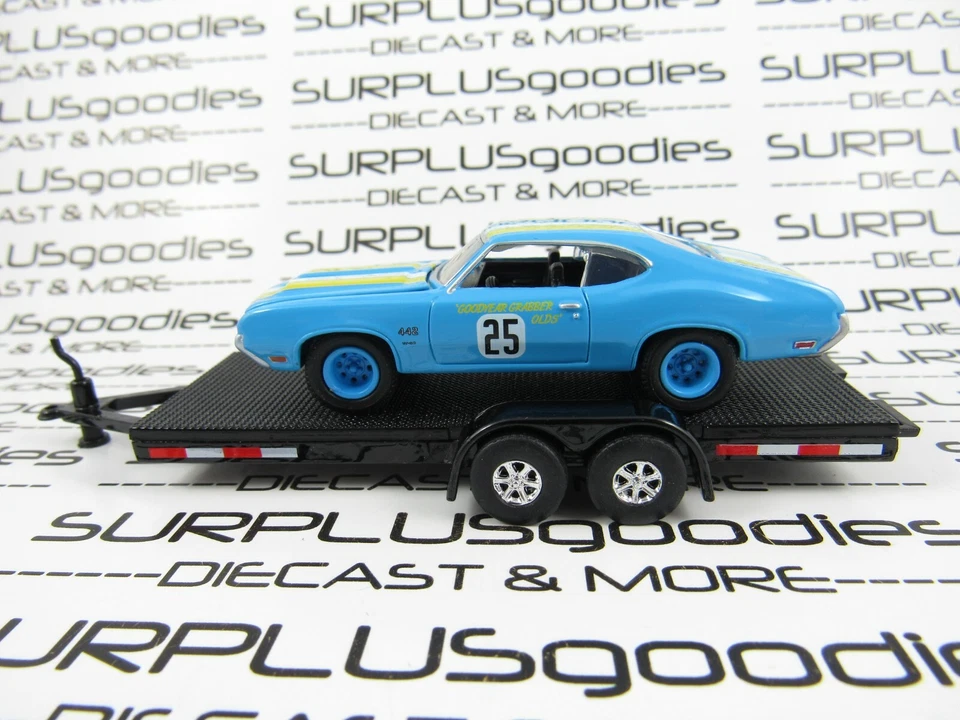 Greenlight LOOSE Track Day: 1970 OLDSMOBILE GRABBER CUTLASS 442 w/Car Trailer - Image 2 of 4