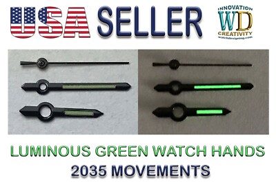 Luminous Hour Minute Sec Hands Watch Lume green  Black parts replace 120/70/20