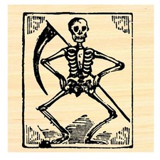 P46 Grim reaper skeleton rubber stamp WM