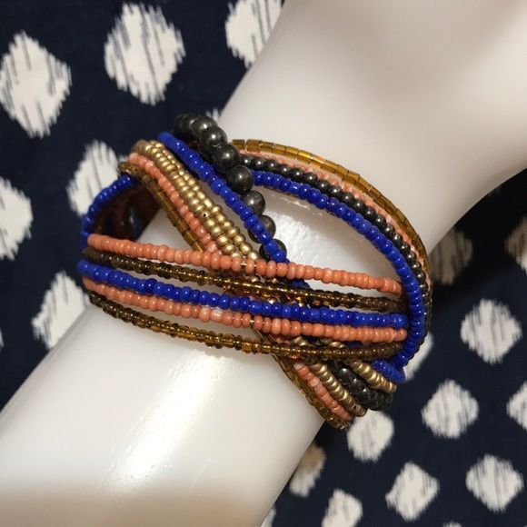 Y2K Multi Colored Beaded Bracelet Cuff - image 1
