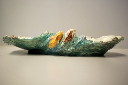 ANTIQUE CERAMIC PLATE CHANDELIER CENTERPIECE OYSTER FISH OYSTER CLAM CERAMIC ART - Picture 6 of 12