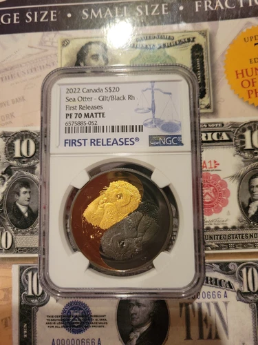 2022 $20 1OZ CANADA SEA OTTER GOLD Queen ElizabethRHODIUM NGC PF70 SILVER PROOF 