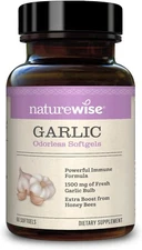 NatureWise Garlic Odorless Softgels 1500mg Support for Cardiovascular Functions
