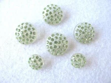 Vintage Six Sparkling Lime Green Rhinestone Buttons Set in Acrylic-Sooo Pretty