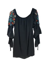 VaVa By Joy Han Womens Embroidered Boho Festival Off Shoulder Tunic Dress Size M
