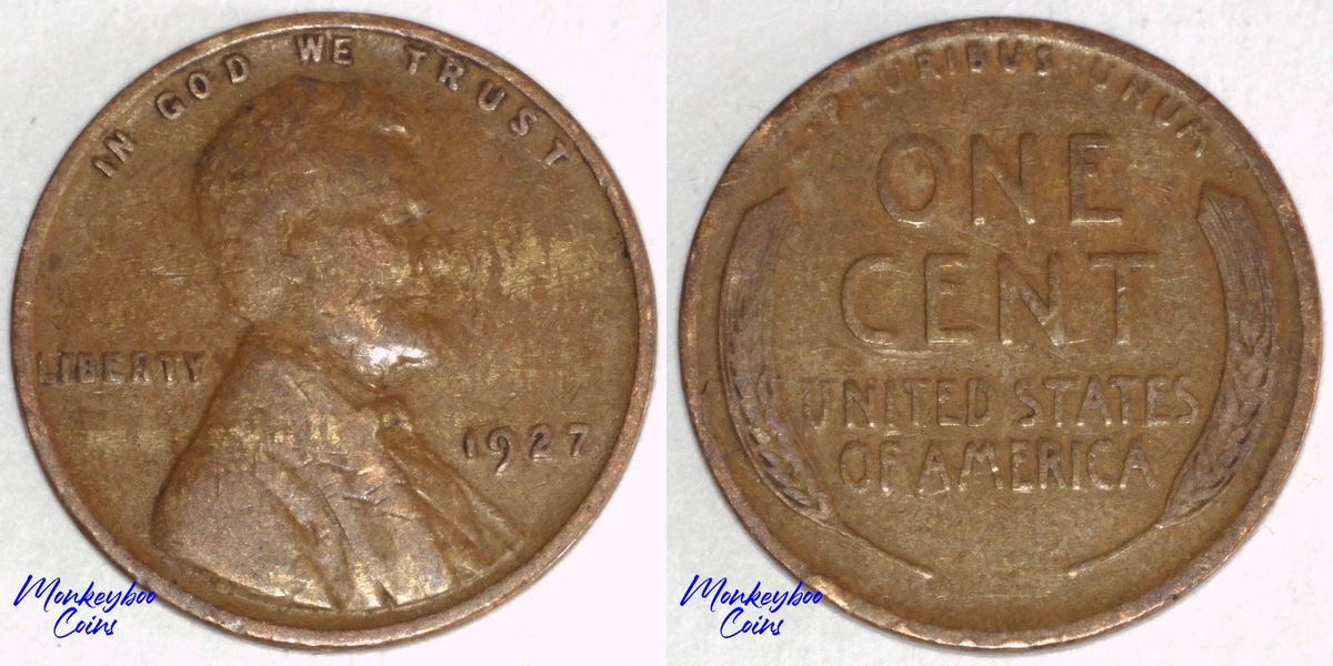 Uncertified Lincoln Wheat Penny 1927 Year US Coin Errors for sale