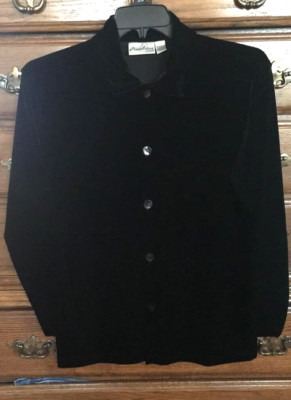NWOT Chico Private Edition Black Velvet Button Long Sleeve Shirt Top Sz 1