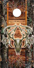 Deer Skull Camo Wood Vines LAMINATED Cornhole Wrap Bag Toss Skin Decal