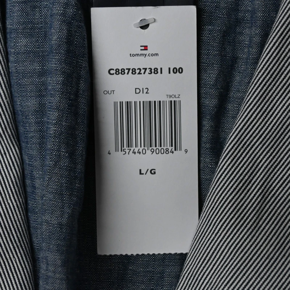 NUEVO Tommy Hilfiger Grande Azul Rayas Algodón Hombres Blazer Traje Chaqueta Abrigo Deportivo Foto 4 de 4
